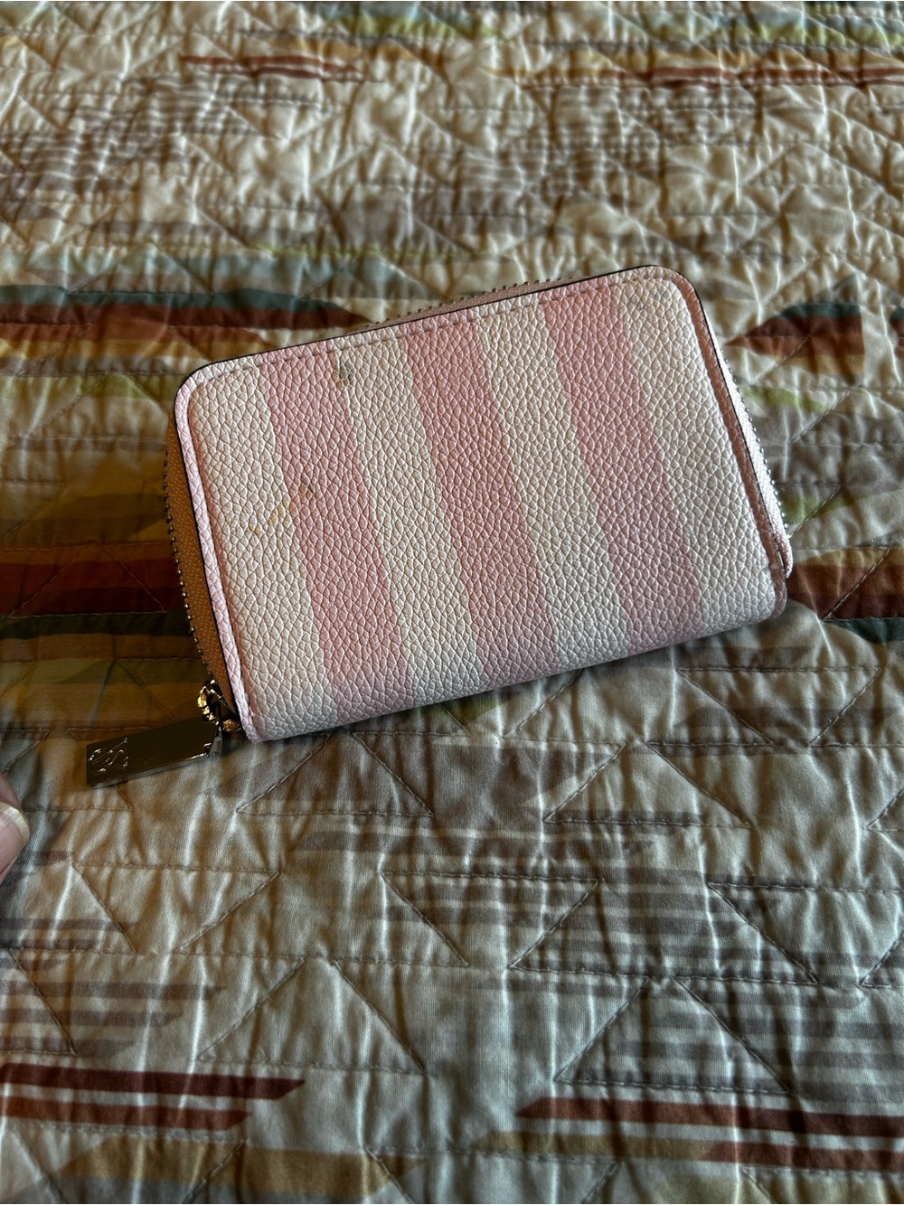 Striped Pink and White Zip Wallet - Victoria’s Secret - Picture 2 of 3